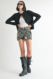 Women Wrapped Relaxed Fit Button Mini Skirt with Button Zarnesh