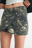 Women Wrapped Relaxed Fit Button Mini Skirt with Button Zarnesh