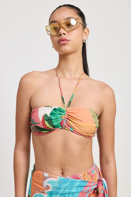Women Neck Tie Ruched Bralette Zarnesh