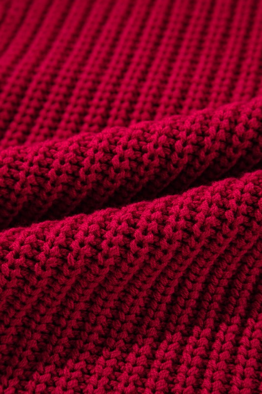 Women Valentine Bold Red Off Shoulder Ribbed Knit Sweater Zarnesh