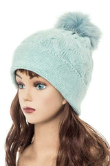 Women Cuffed Genuine Fur Pom Slouchy Beanie | Zarnesh