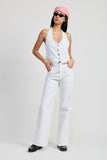 Women Quality Fabric Cotton High Waist Folded Fitted Denim Pants Zarnesh