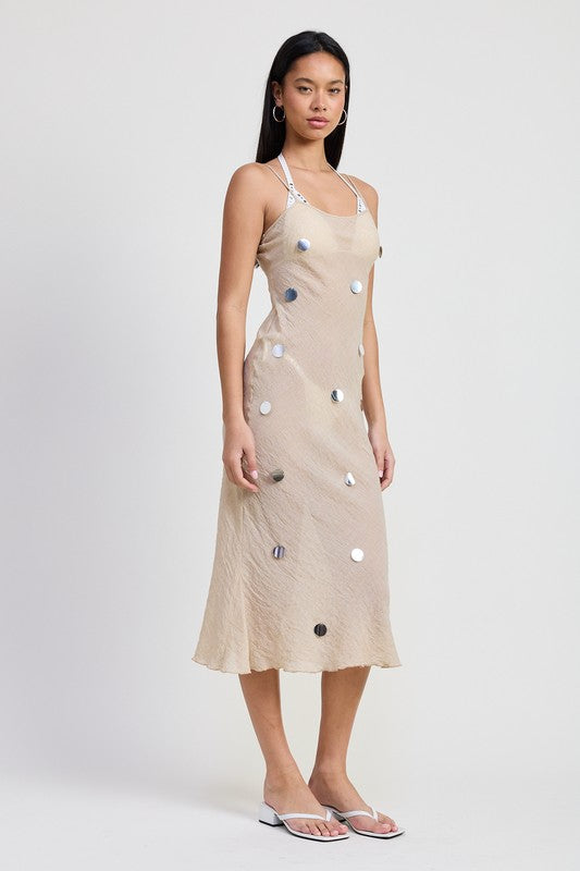 Women Soft & Breathable Square Neck Midi Bias Dress Zarnesh