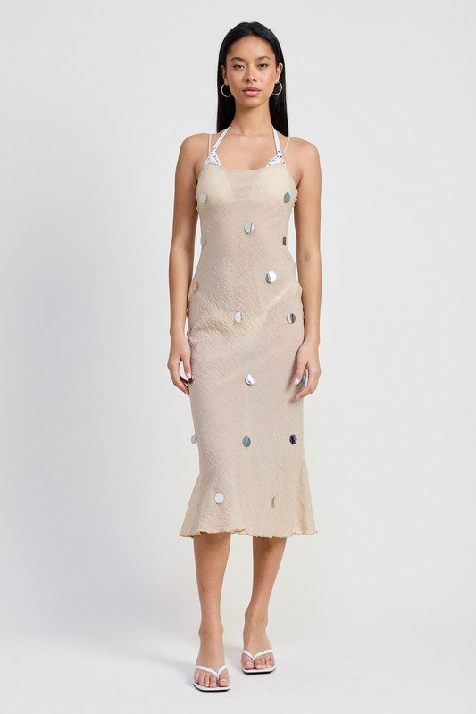 Women Soft & Breathable Square Neck Midi Bias Dress Zarnesh