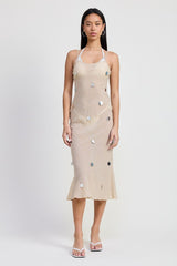 Women Soft & Breathable Square Neck Midi Bias Dress Zarnesh