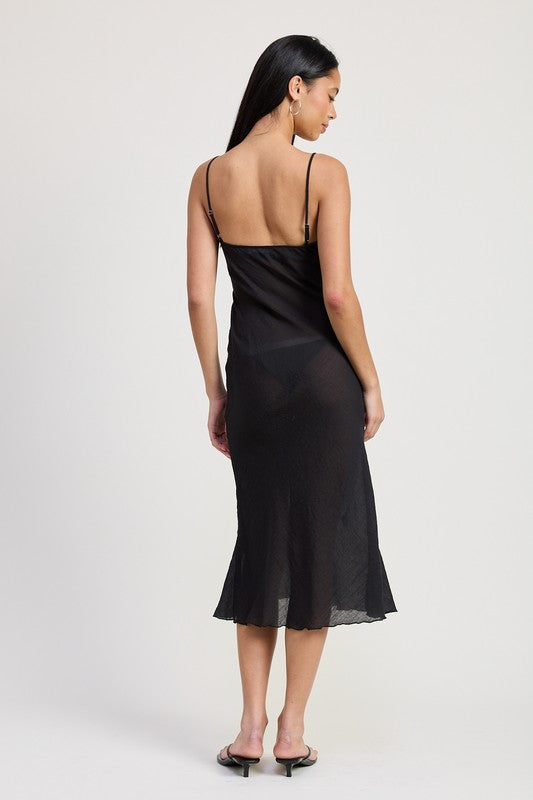 Women Soft & Breathable Square Neck Midi Bias Dress Zarnesh