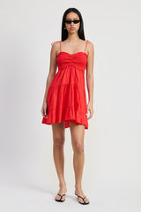 Women Ruffled Square Neck Sleeveless Mini Dress With Smocking Zarnesh