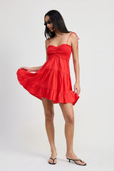 Women Ruffled Square Neck Sleeveless Mini Dress With Smocking Zarnesh