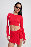 Women Long Sleeve Boat Neck Long Sleeves Cropped Length Top Zarnesh