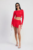Women Long Sleeve Boat Neck Long Sleeves Cropped Length Top Zarnesh