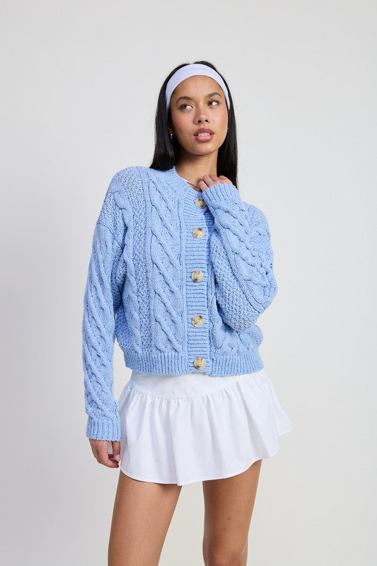 Women Chunky Cable Knit Cardigan | Zarnesh