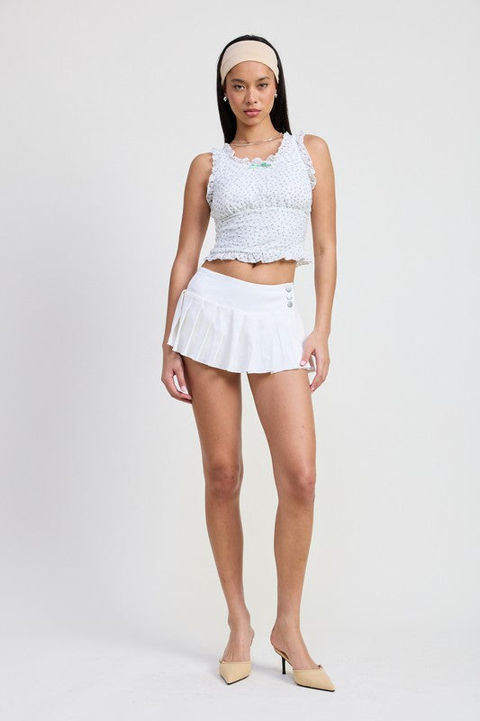 Women Soft Stretchy Lace Detailing with Ruffle Edge Lined Top Zarnesh