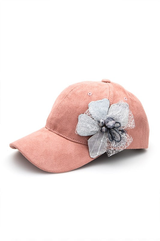 Women Beaded Flower Suede Fashion Cap | Zarnesh