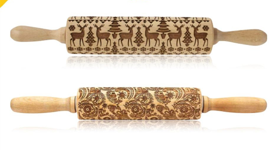 Rolling Pin Christmas Embossing for Holiday Baking Festive Delights | Zarnesh