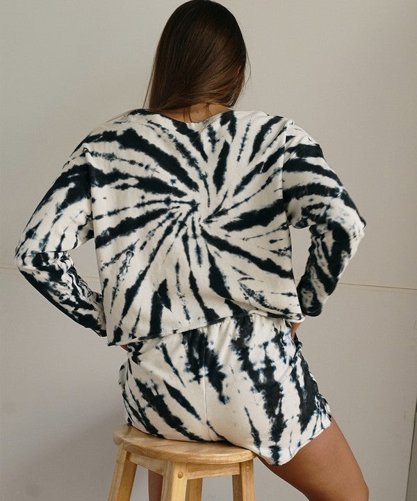 Women Recycled Cotton French Terry Hand Tie Dyed Sweatshirt Zarnesh