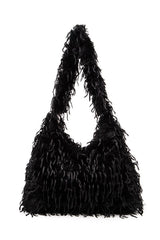 Women Faux Feather Hobo Slouchy Bag | Zarnesh