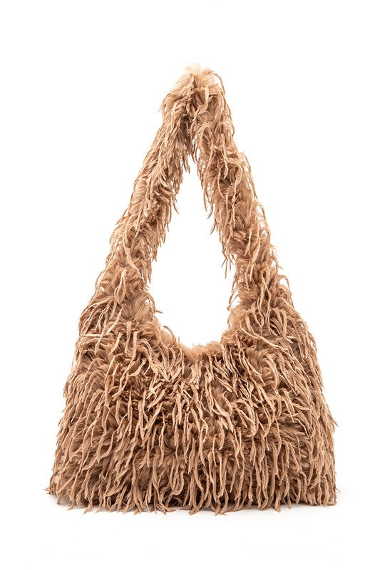 Women Faux Feather Hobo Slouchy Bag | Zarnesh