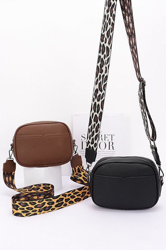 Women Leopard Webbing Guitar Strap Crossbody Camera Bag | Zarnesh