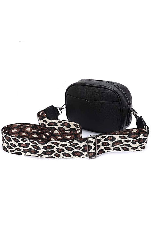 Women Leopard Webbing Guitar Strap Crossbody Camera Bag | Zarnesh