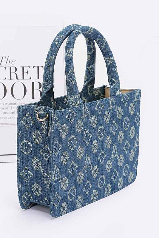 Women LA Jacquard Denim Fashion Tote | Zarnesh