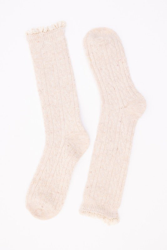 Women Autumn Vibes Ribbed Ruffle Trim Socks | Zarnesh