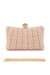 Women Pearl Rhinestone Evening Formal Box Clutch | Zarnesh