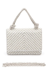 Women Pearl Studs Rhinestone Handle Clutch Bag | Zarnesh