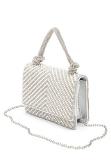 Women Pearl Studs Rhinestone Handle Clutch Bag | Zarnesh