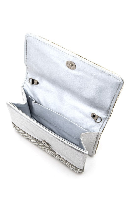 Women Pearl Studs Rhinestone Handle Clutch Bag | Zarnesh