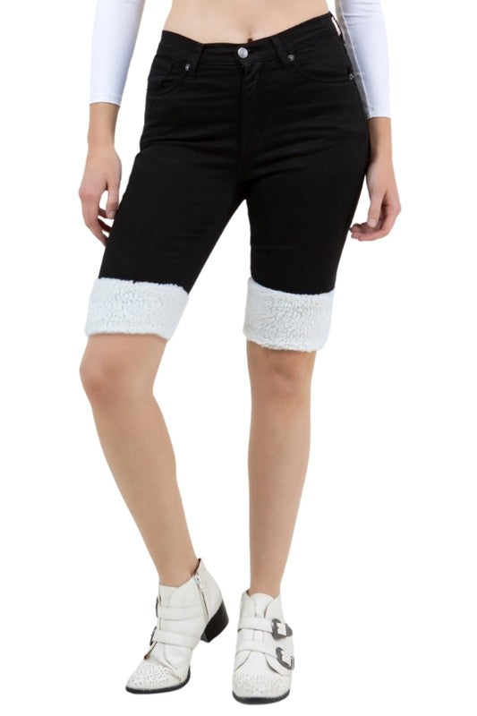 Women Bermuda Short with Sherpa Detail | Zarnesh