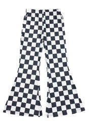 Women Black Checkerboard High Rise Casual Flared Pants | Zarnesh