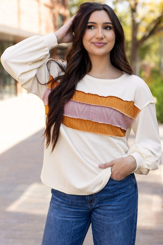 Women Knit Patchwork Drop Sleeve Sweatshirts | Zarnesh