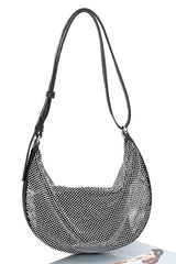Women Rhinestone Mesh Iconic Small Pouch Shoulder Bag Set Zarnesh