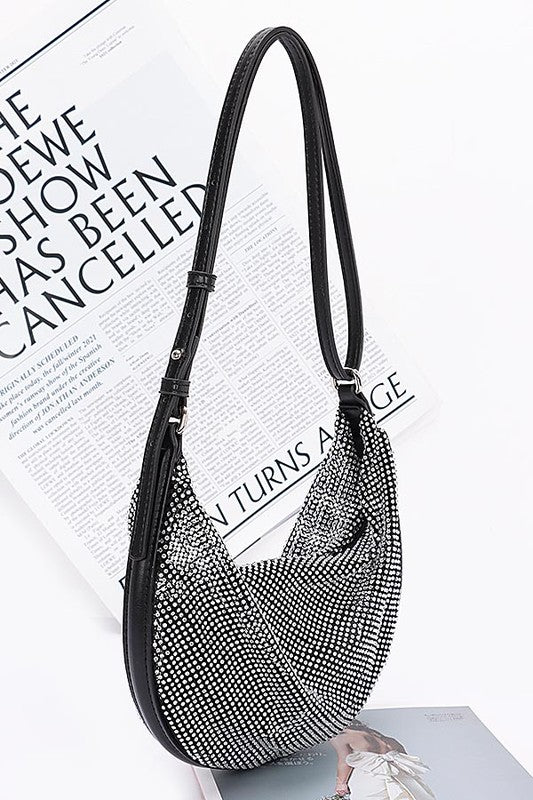 Women Rhinestone Mesh Iconic Small Pouch Shoulder Bag Set Zarnesh