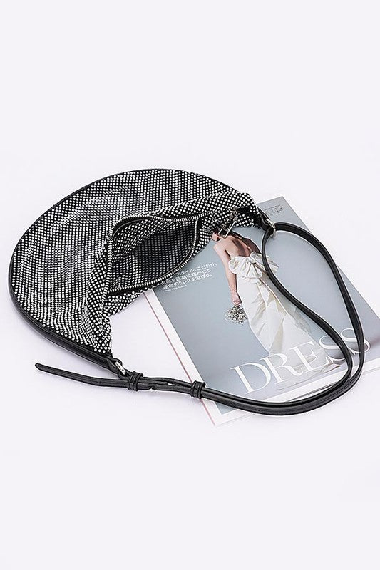 Women Rhinestone Mesh Iconic Small Pouch Shoulder Bag Set Zarnesh
