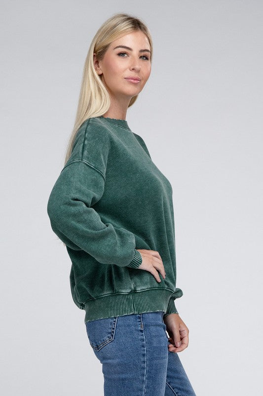 Women's Acid Wash Fleece Oversized Pullover | Zarnesh