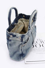 Women Washed Denim Top Handle Convertible Bag Zarnesh