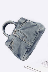 Women Washed Denim Top Handle Convertible Bag Zarnesh