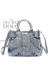 Women Washed Denim Top Handle Convertible Bag Zarnesh