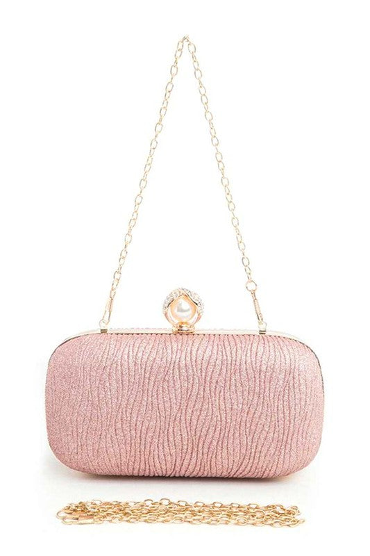 Women Crystal Flower Statement Satin Heart Shape Clutch Zarnesh