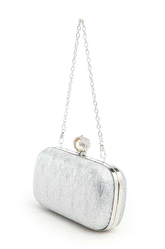 Women Crystal Flower Statement Satin Heart Shape Clutch Zarnesh
