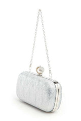 Women Crystal Flower Statement Satin Heart Shape Clutch Zarnesh