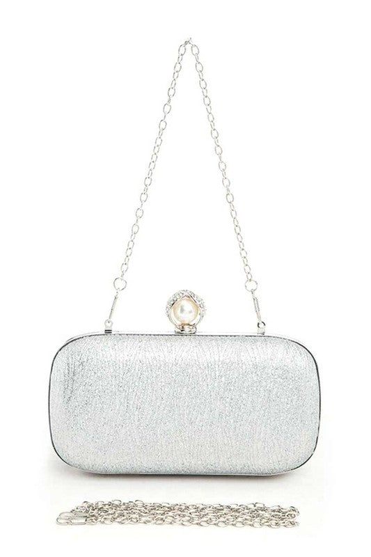 Women Crystal Flower Statement Satin Heart Shape Clutch Zarnesh