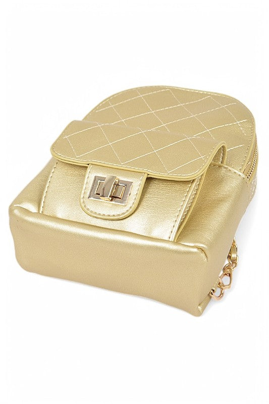 Women Metallic Pastel Quilted Small Convertible Backpack Zarnesh