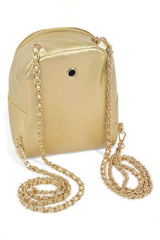 Women Metallic Pastel Quilted Small Convertible Backpack Zarnesh