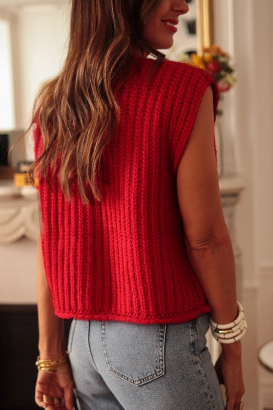 Women’s Solid Knit Side Pockets Buttoned Sweater Vest | Zarnesh