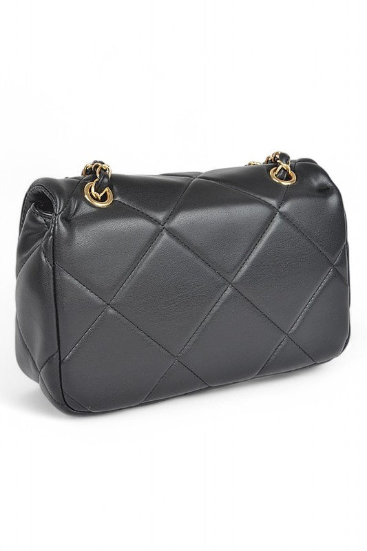 Women Quilted Adjustable Strap Twist Lock Classy Shoulder Bag Zarnesh