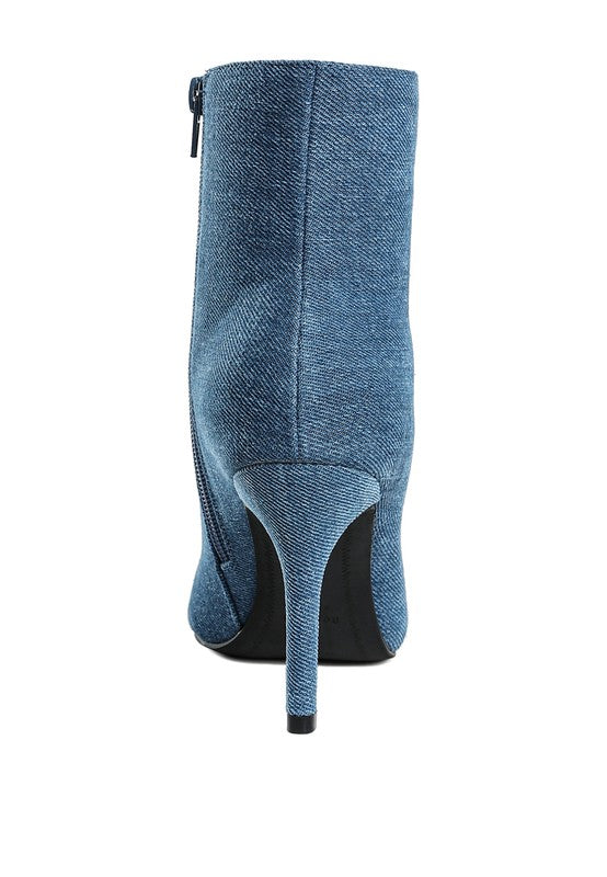 Women’s Flapper Bow Detail Denim Ankle Boots | Zarnesh