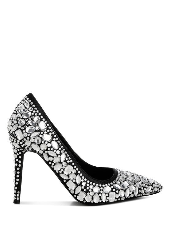 Women’s Iceout Diamante & Rhinestone Embellishment Pumps | Zarnesh