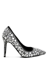 Women’s Iceout Diamante & Rhinestone Embellishment Pumps | Zarnesh